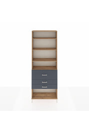 Arges Dolap 4 Raflı 3 Çekmeceli 88x30x243 Çam-Antrasit