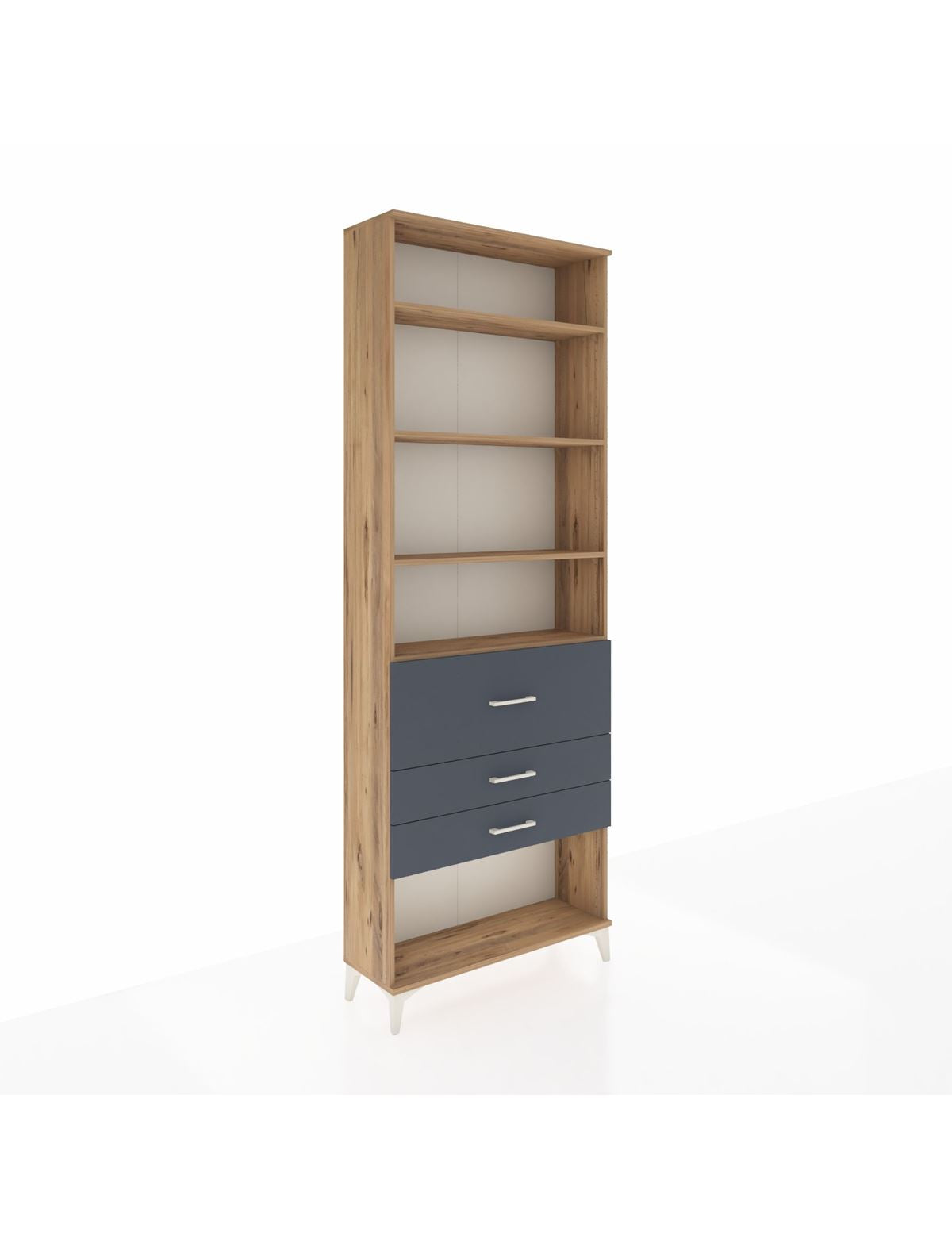 Arges Dolap 4 Raflı 3 Çekmeceli 88x30x243 Çam-Antrasit