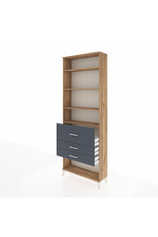 Arges Dolap 4 Raflı 3 Çekmeceli 88x30x243 Çam-Antrasit