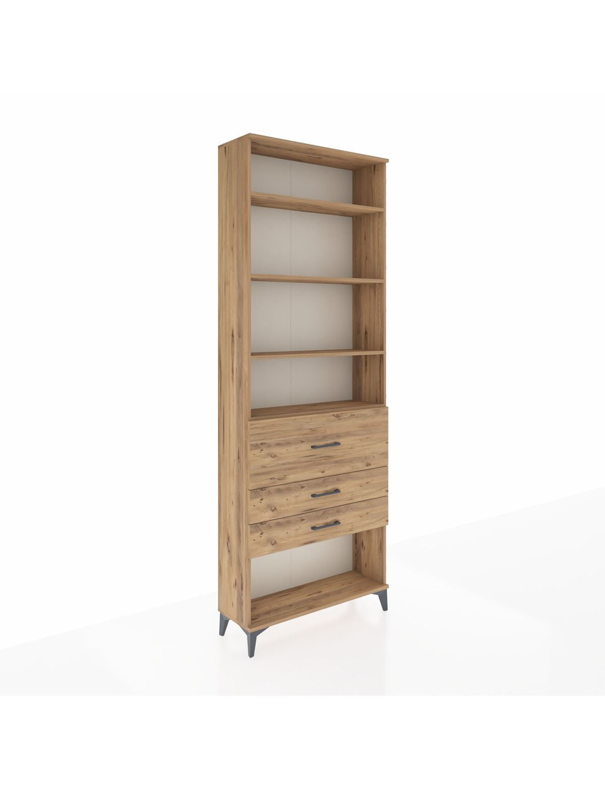 Arges Dolap 4 Raflı 3 Çekmeceli 88x30x243 Çam-Çam