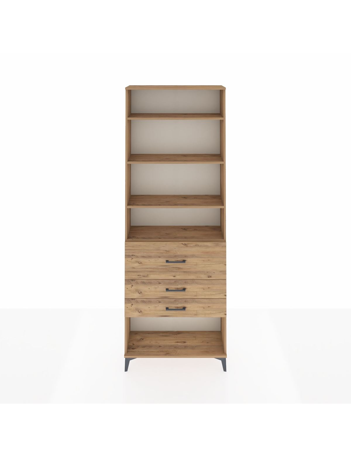 Arges Dolap 4 Raflı 3 Çekmeceli 88x30x243 Çam-Çam