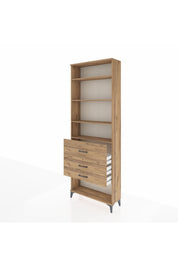 Arges Dolap 4 Raflı 3 Çekmeceli 88x30x243 Çam-Çam