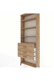 Arges Dolap 4 Raflı 3 Çekmeceli 88x30x243 Çam-Çam