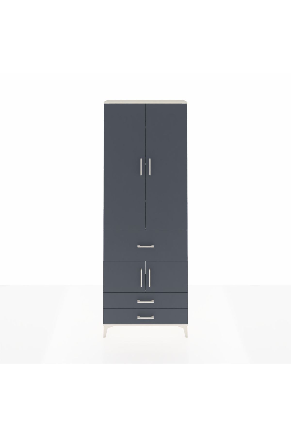 Arges Dolap 5 Raflı 3 Çekmeceli 4 Kapaklı 88x30x243 Aytaşı-Antrasit