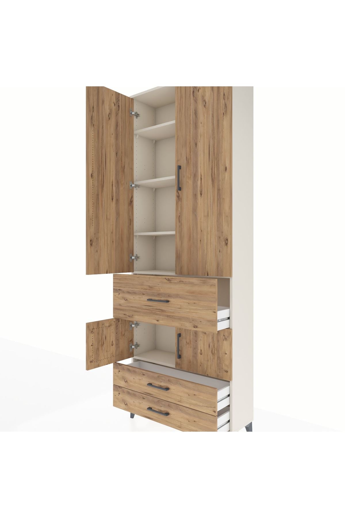 Arges Dolap 5 Raflı 3 Çekmeceli 4 Kapaklı 88x30x243 Aytaşı-Çam