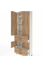 Arges Dolap 5 Raflı 3 Çekmeceli 4 Kapaklı 88x30x243 Aytaşı-Çam