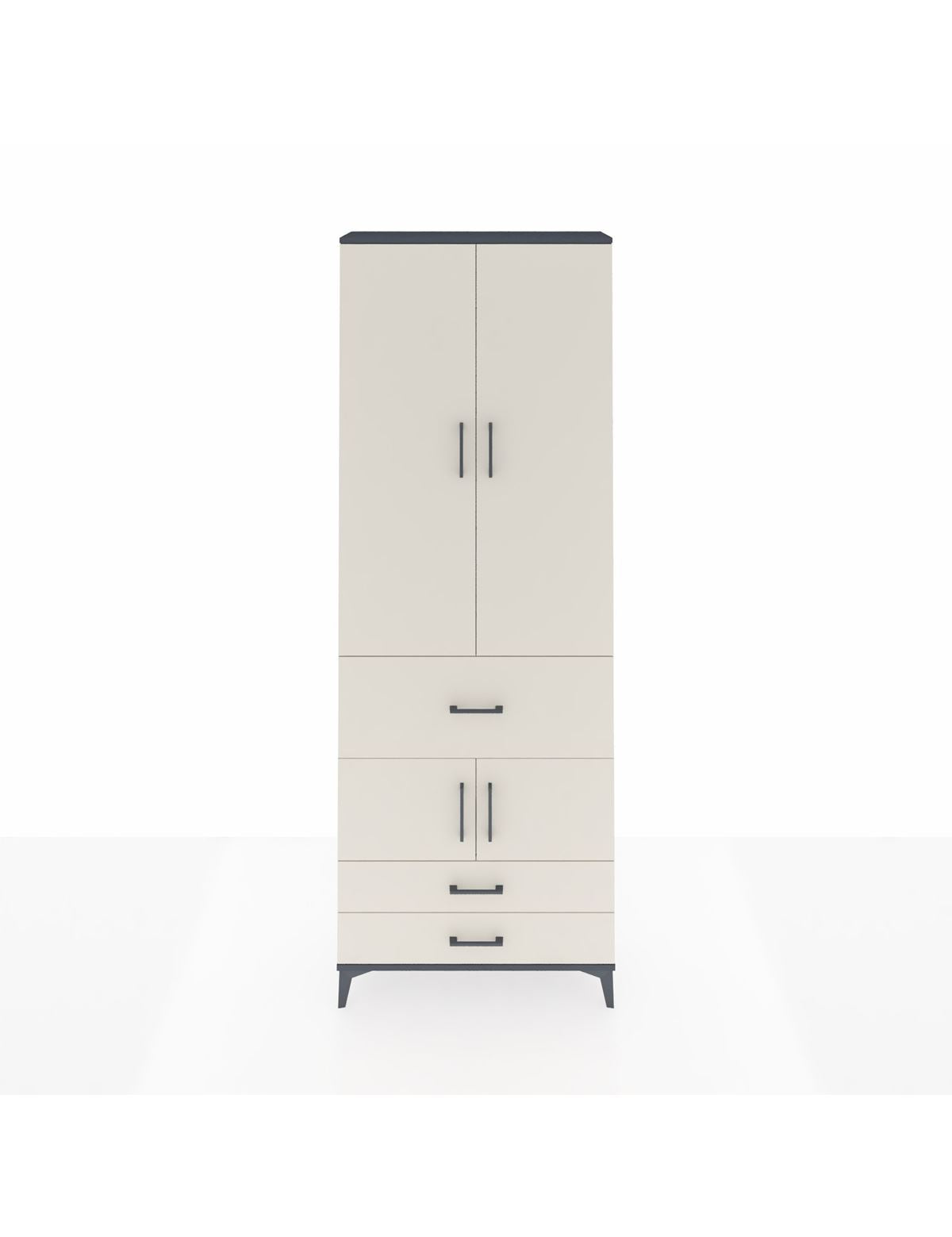 Arges Dolap 5 Raflı 3 Çekmeceli 4 Kapaklı 88x30x243 Antrasit-Aytaşı