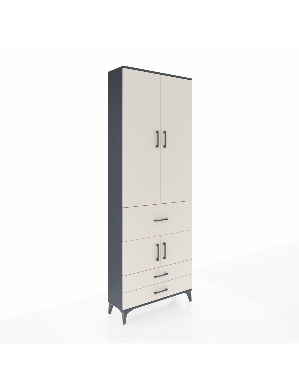 Arges Dolap 5 Raflı 3 Çekmeceli 4 Kapaklı 88x30x243 Antrasit-Aytaşı