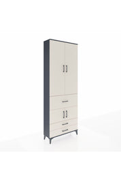 Arges Dolap 5 Raflı 3 Çekmeceli 4 Kapaklı 88x30x243 Antrasit-Aytaşı