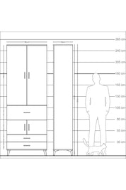 Arges Dolap 5 Raflı 3 Çekmeceli 4 Kapaklı 88x30x243 Aytaşı-Çam