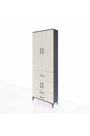 Arges Dolap 5 Raflı 3 Çekmeceli 4 Kapaklı 88x30x243 Antrasit-Aytaşı