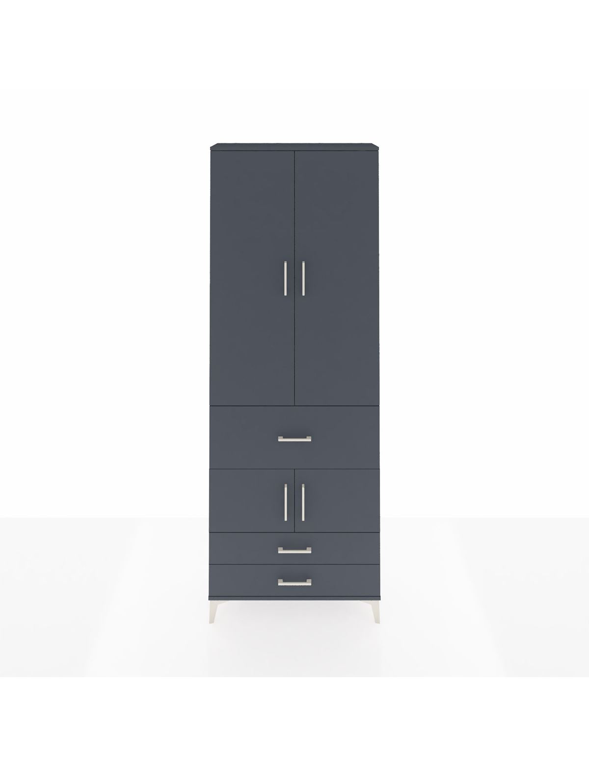 Arges Dolap 5 Raflı 3 Çekmeceli 4 Kapaklı 88x30x243 Antrasit-Antrasit