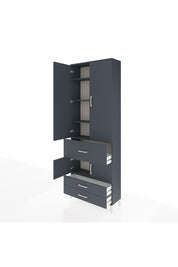 Arges Dolap 5 Raflı 3 Çekmeceli 4 Kapaklı 88x30x243 Antrasit-Antrasit