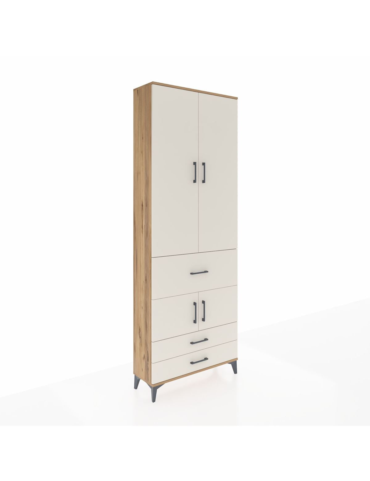 Arges Dolap 5 Raflı 3 Çekmeceli 4 Kapaklı 88x30x243 Çam-Aytaşı