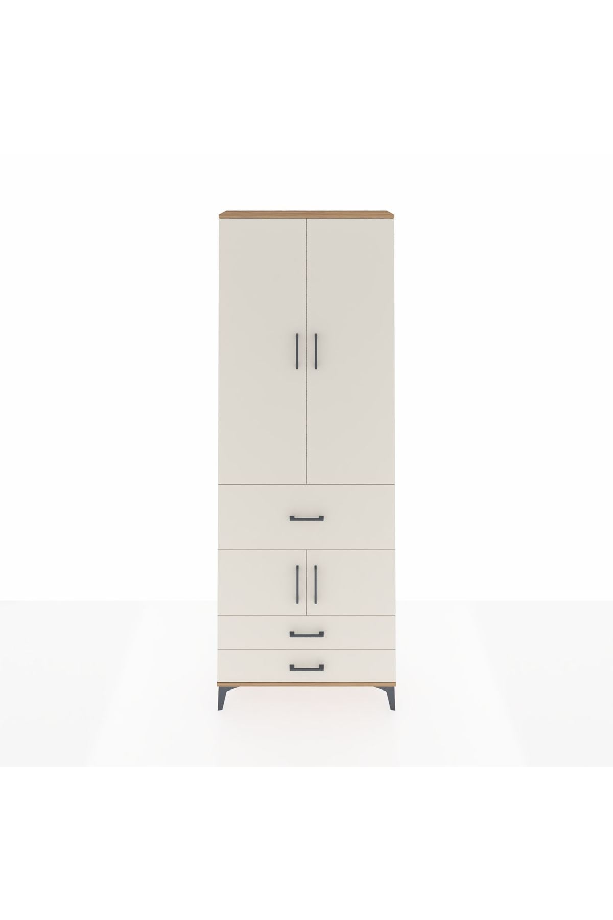 Arges Dolap 5 Raflı 3 Çekmeceli 4 Kapaklı 88x30x243 Çam-Aytaşı