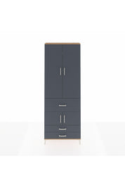 Arges Dolap 5 Raflı 3 Çekmeceli 4 Kapaklı 88x30x243 Çam-Antrasit