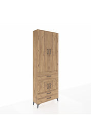 Arges Dolap 5 Raflı 3 Çekmeceli 4 Kapaklı 88x30x243 Çam-Çam