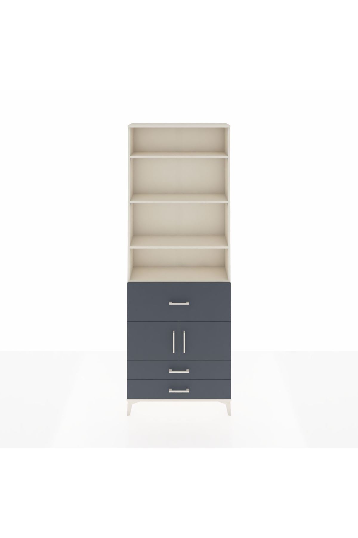 Arges Dolap 5 Raflı 3 Çekmeceli 2 Kapaklı 88x30x243 Aytaşı-Antrasit