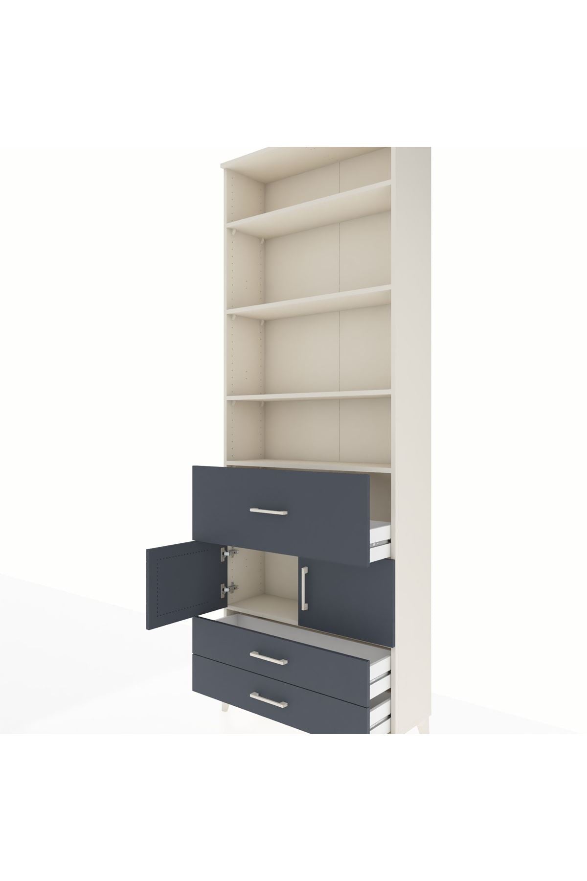 Arges Dolap 5 Raflı 3 Çekmeceli 2 Kapaklı 88x30x243 Aytaşı-Antrasit