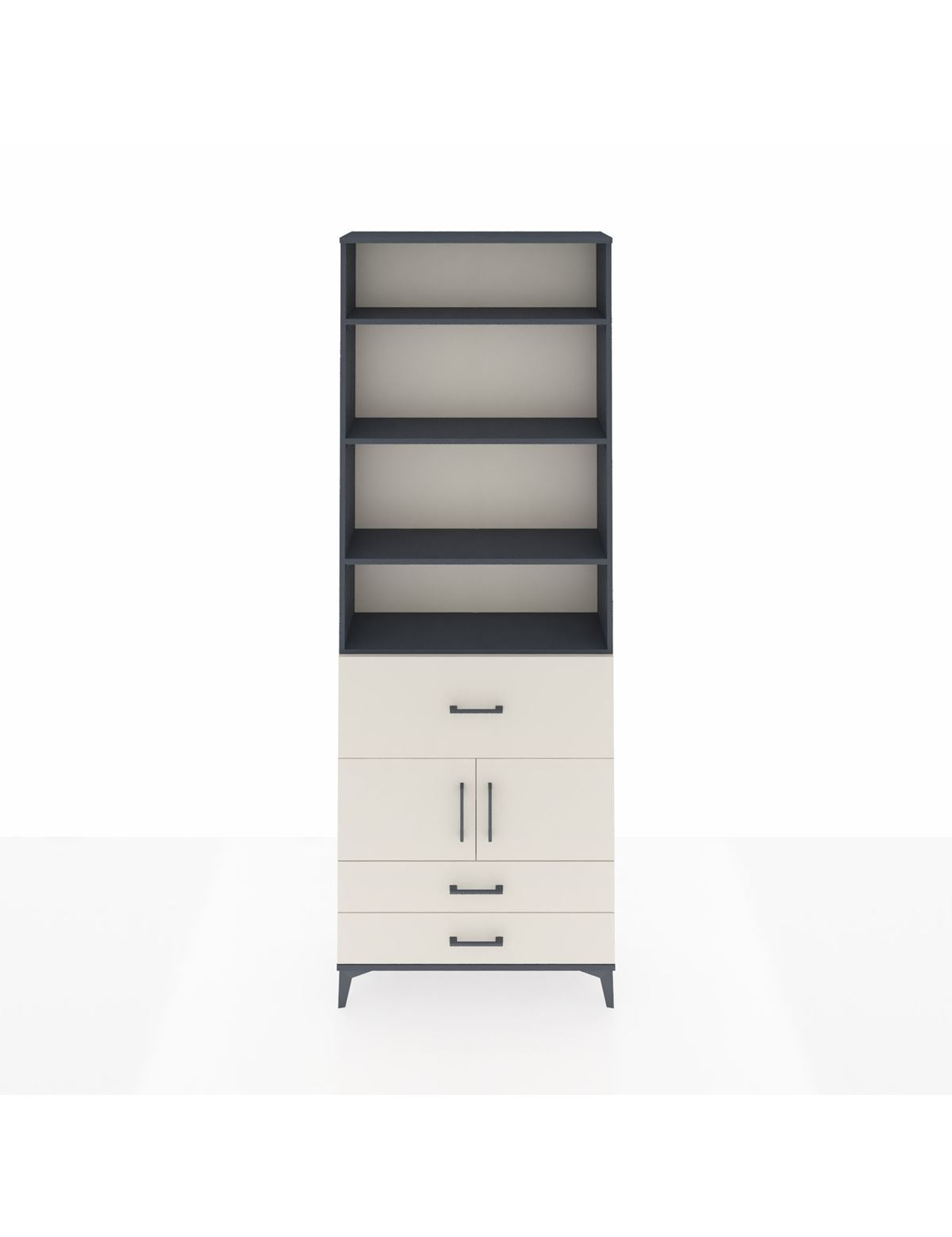 Arges Dolap 5 Raflı 3 Çekmeceli 2 Kapaklı 88x30x243 Antrasit-Aytaşı