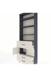 Arges Dolap 5 Raflı 3 Çekmeceli 2 Kapaklı 88x30x243 Antrasit-Aytaşı