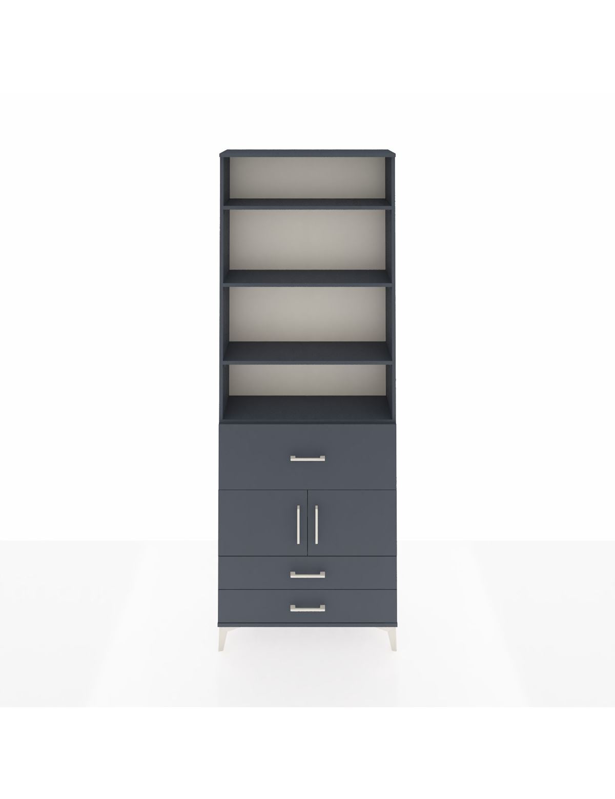 Arges Dolap 5 Raflı 3 Çekmeceli 2 Kapaklı 88x30x243 Antrasit-Antrasit