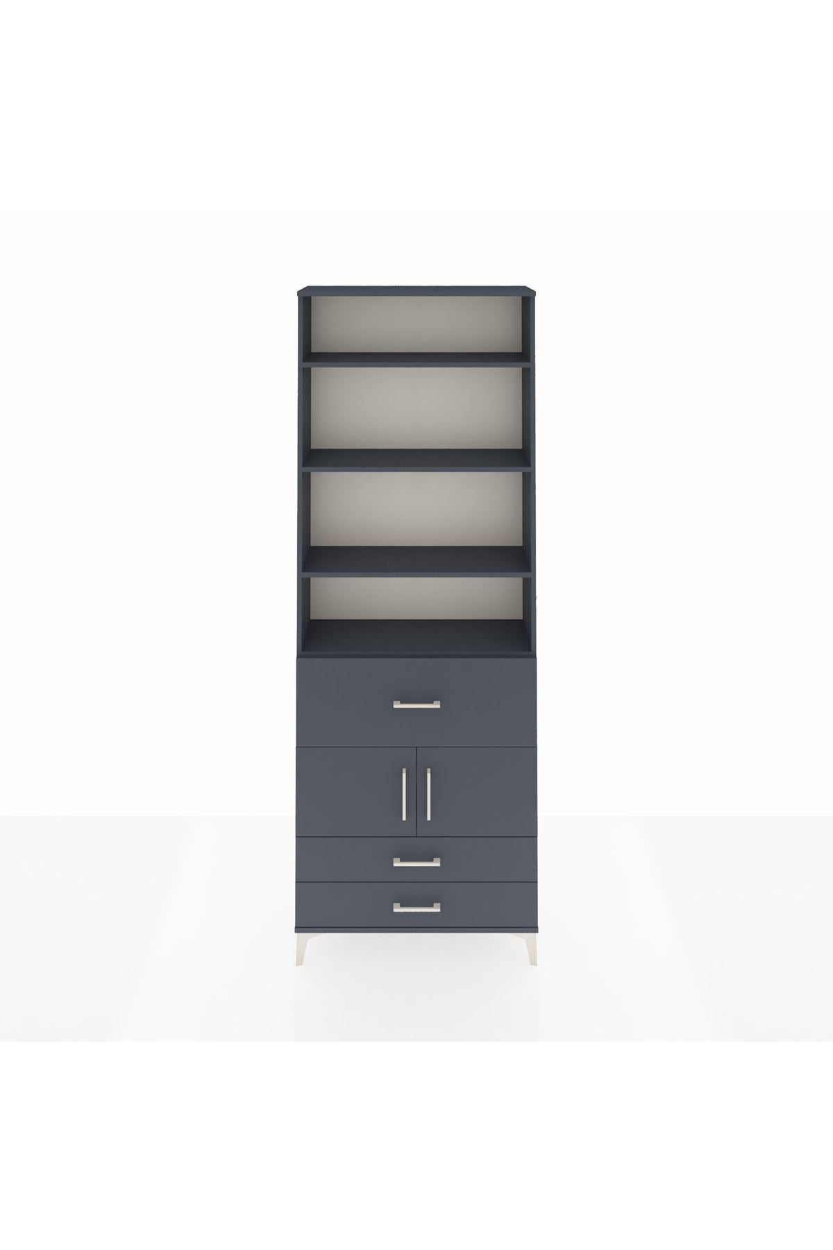Arges Dolap 5 Raflı 3 Çekmeceli 2 Kapaklı 88x30x243 Antrasit-Antrasit