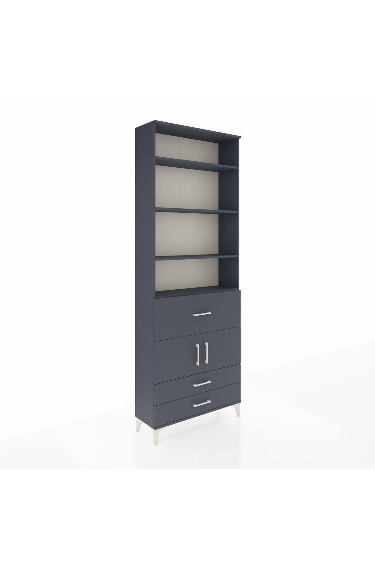 Arges Dolap 5 Raflı 3 Çekmeceli 2 Kapaklı 88x30x243 Antrasit-Antrasit