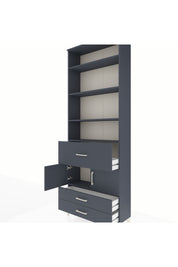 Arges Dolap 5 Raflı 3 Çekmeceli 2 Kapaklı 88x30x243 Antrasit-Antrasit