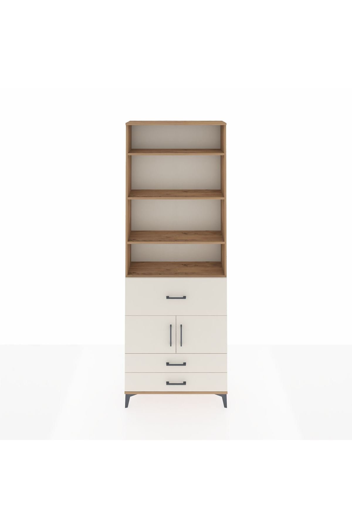 Arges Dolap 5 Raflı 3 Çekmeceli 2 Kapaklı 88x30x243 Çam-Aytaşı