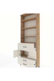 Arges Dolap 5 Raflı 3 Çekmeceli 2 Kapaklı 88x30x243 Çam-Aytaşı