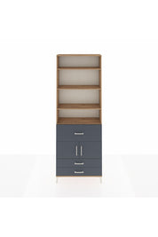 Arges Dolap 5 Raflı 3 Çekmeceli 2 Kapaklı 88x30x243 Çam-Antrasit