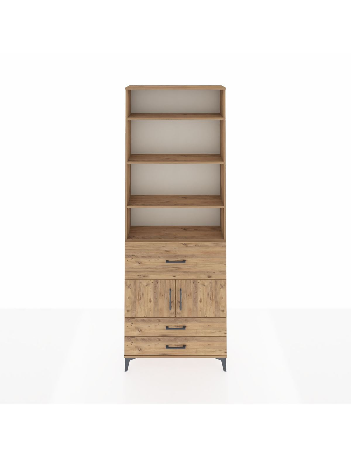 Arges Dolap 5 Raflı 3 Çekmeceli 2 Kapaklı 88x30x243 Çam-Çam