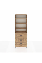 Arges Dolap 5 Raflı 3 Çekmeceli 2 Kapaklı 88x30x243 Çam-Çam
