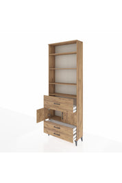 Arges Dolap 5 Raflı 3 Çekmeceli 2 Kapaklı 88x30x243 Çam-Çam