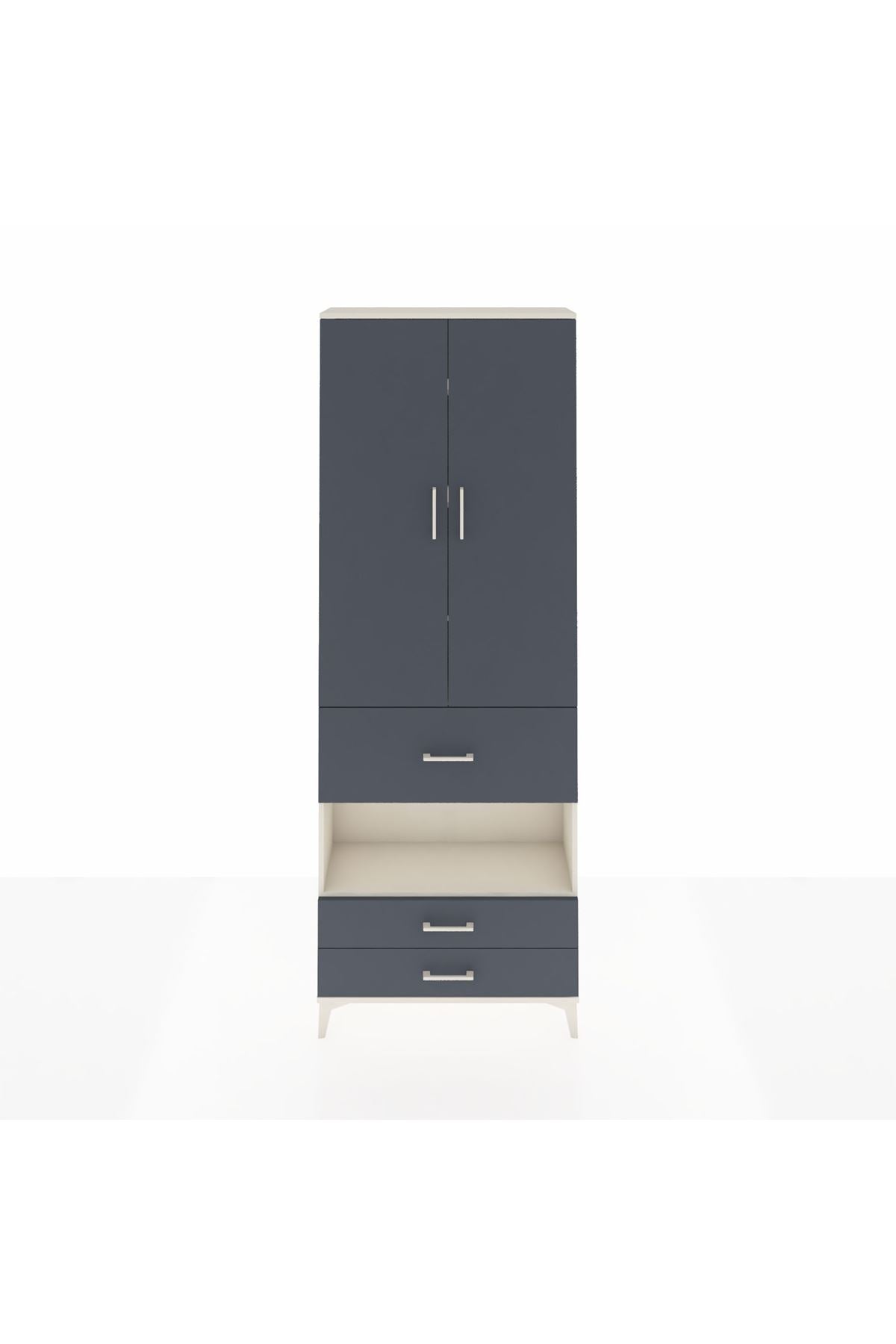 Arges Dolap 5 Raflı 3 Çekmeceli 2 Kapaklı 88x30x243 Aytaşı-Antrasit