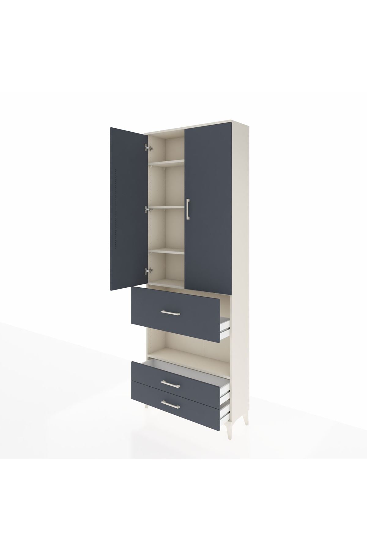 Arges Dolap 5 Raflı 3 Çekmeceli 2 Kapaklı 88x30x243 Aytaşı-Antrasit