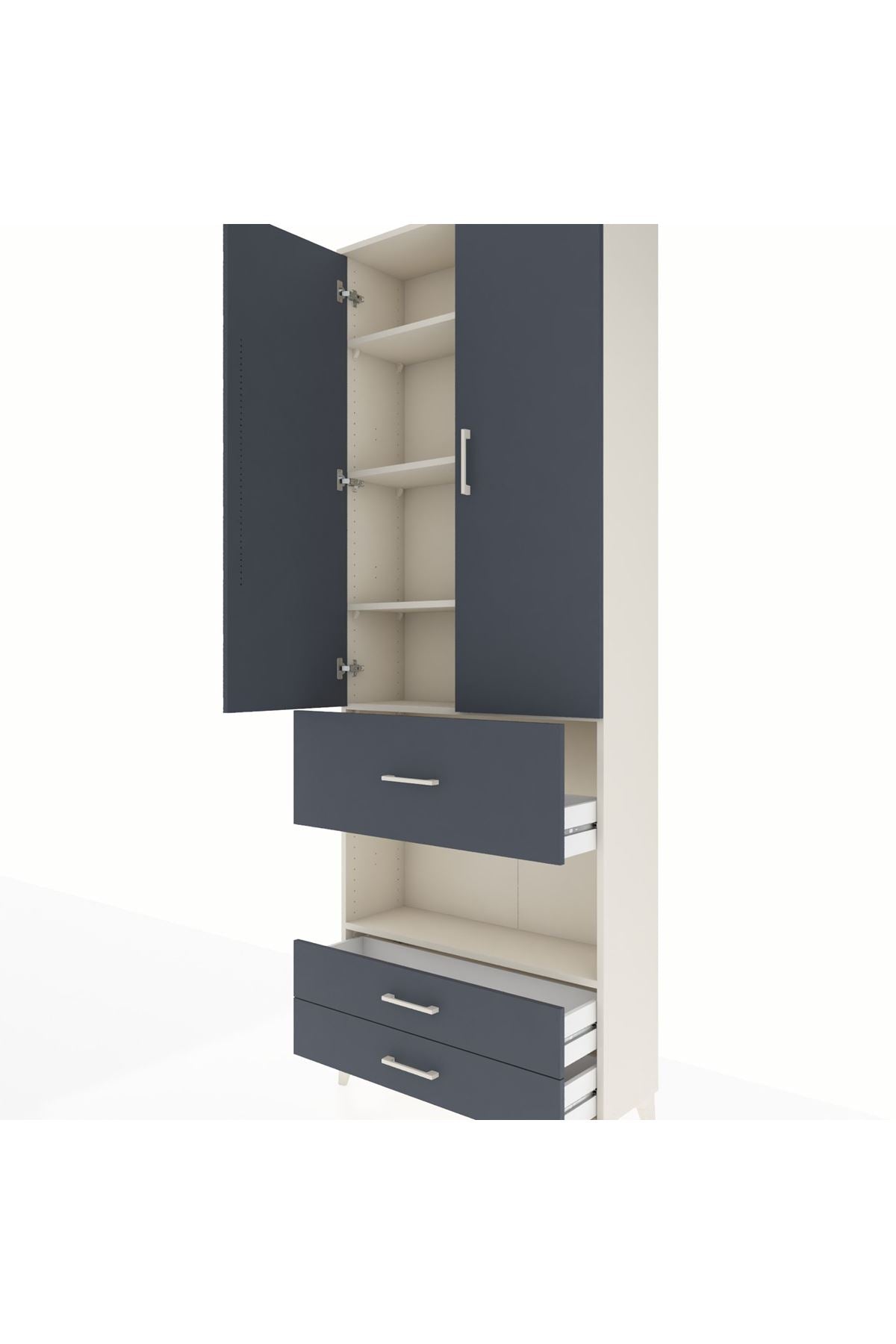 Arges Dolap 5 Raflı 3 Çekmeceli 2 Kapaklı 88x30x243 Aytaşı-Antrasit