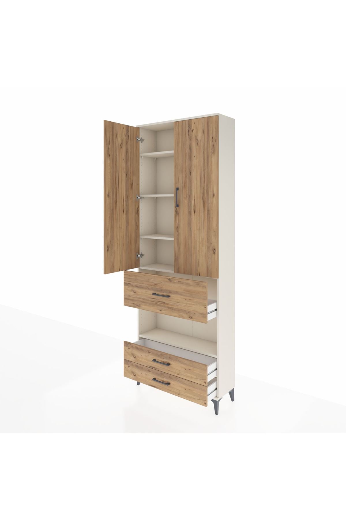 Arges Dolap 5 Raflı 3 Çekmeceli 2 Kapaklı 88x30x243 Aytaşı-Çam