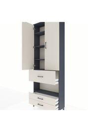 Arges Dolap 5 Raflı 3 Çekmeceli 2 Kapaklı 88x30x243 Antrasit-Aytaşı