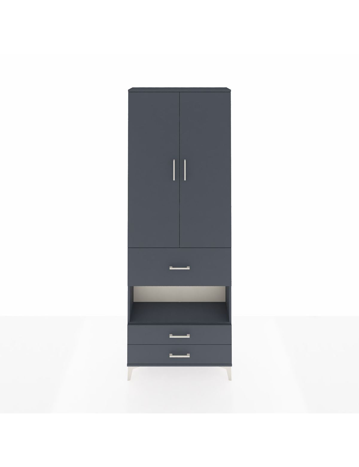 Arges Dolap 5 Raflı 3 Çekmeceli 2 Kapaklı 88x30x243 Antrasit-Antrasit