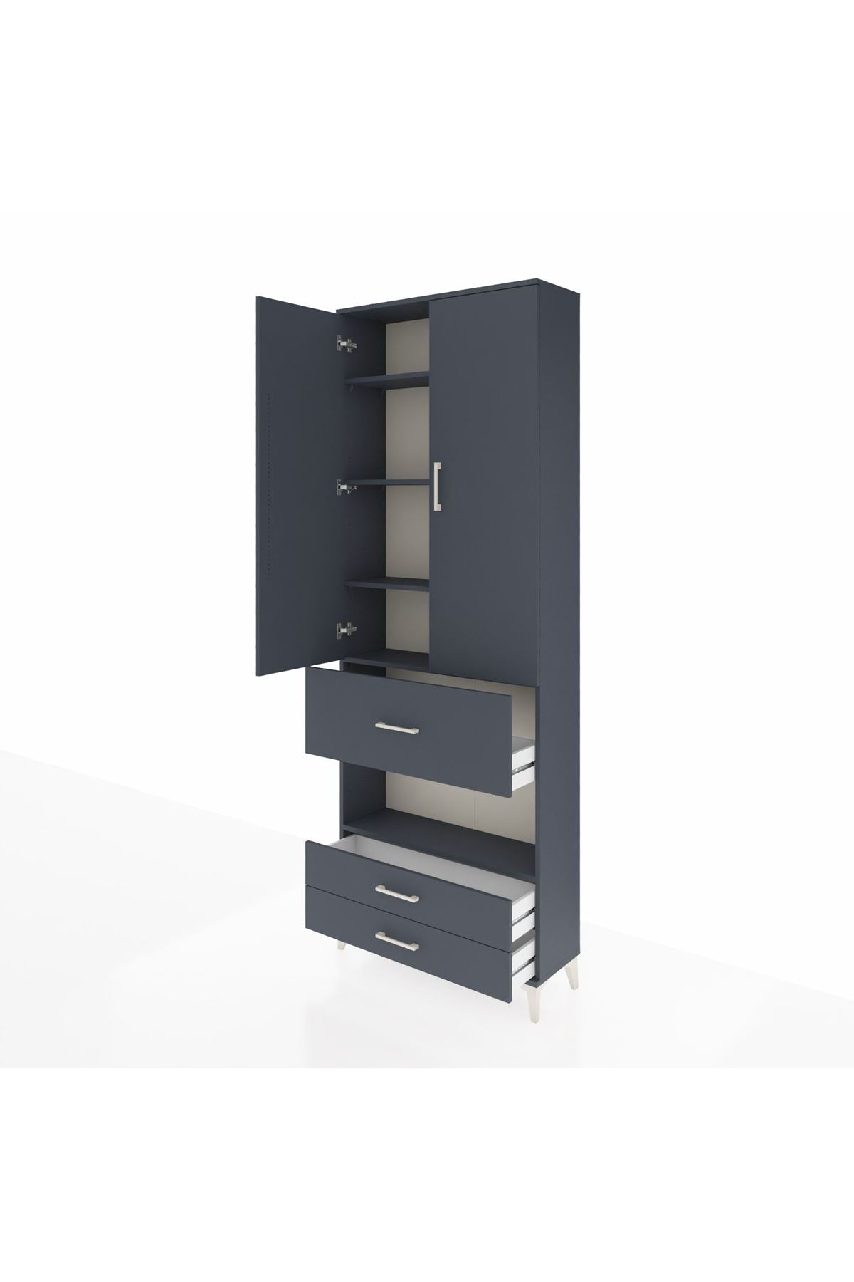 Arges Dolap 5 Raflı 3 Çekmeceli 2 Kapaklı 88x30x243 Antrasit-Antrasit