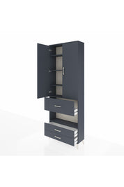 Arges Dolap 5 Raflı 3 Çekmeceli 2 Kapaklı 88x30x243 Antrasit-Antrasit