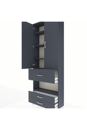 Arges Dolap 5 Raflı 3 Çekmeceli 2 Kapaklı 88x30x243 Antrasit-Antrasit