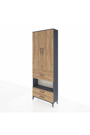 Arges Dolap 5 Raflı 3 Çekmeceli 2 Kapaklı 88x30x243 Antrasit-Çam