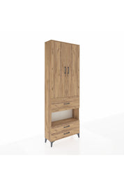 Arges Dolap 5 Raflı 3 Çekmeceli 2 Kapaklı 88x30x243 Çam-Çam