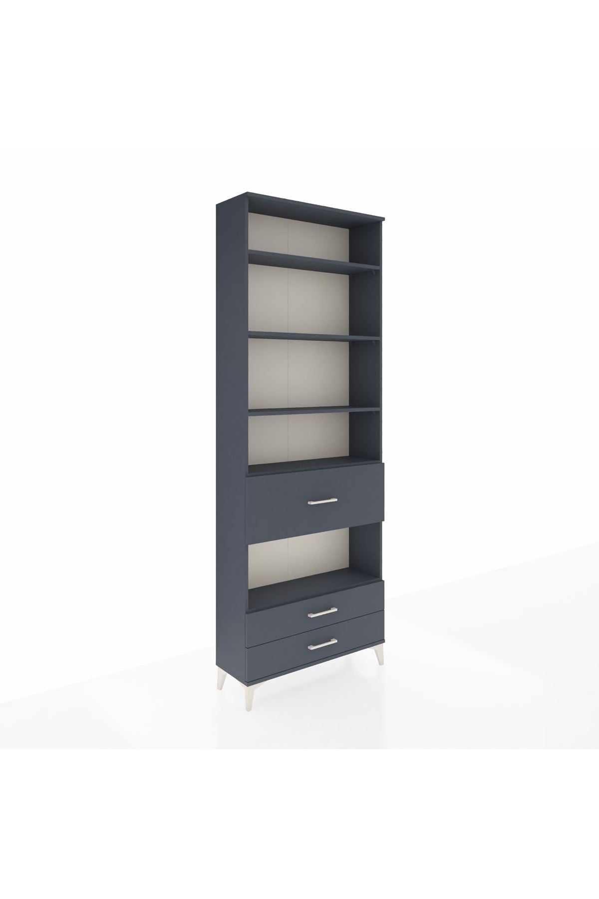 Arges Dolap 5 Raflı 3 Çekmeceli 88x30x243 Antrasit-Antrasit