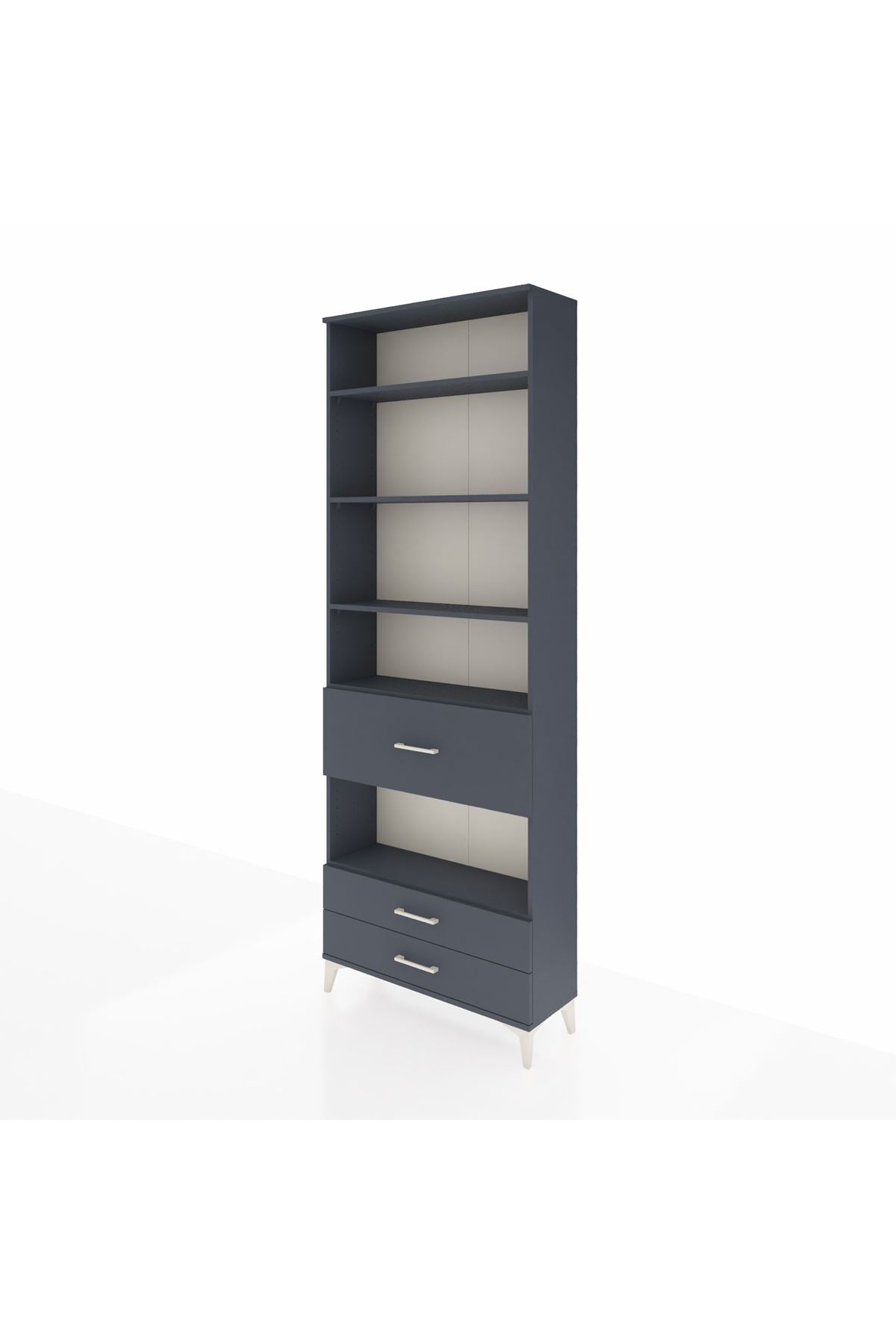 Arges Dolap 5 Raflı 3 Çekmeceli 88x30x243 Antrasit-Antrasit