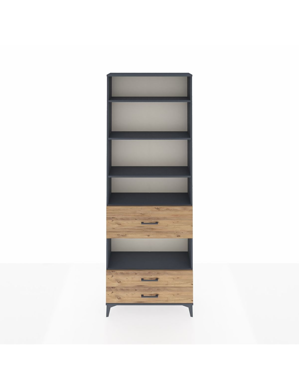 Arges Dolap 5 Raflı 3 Çekmeceli 88x30x243 Antrasit-Çam