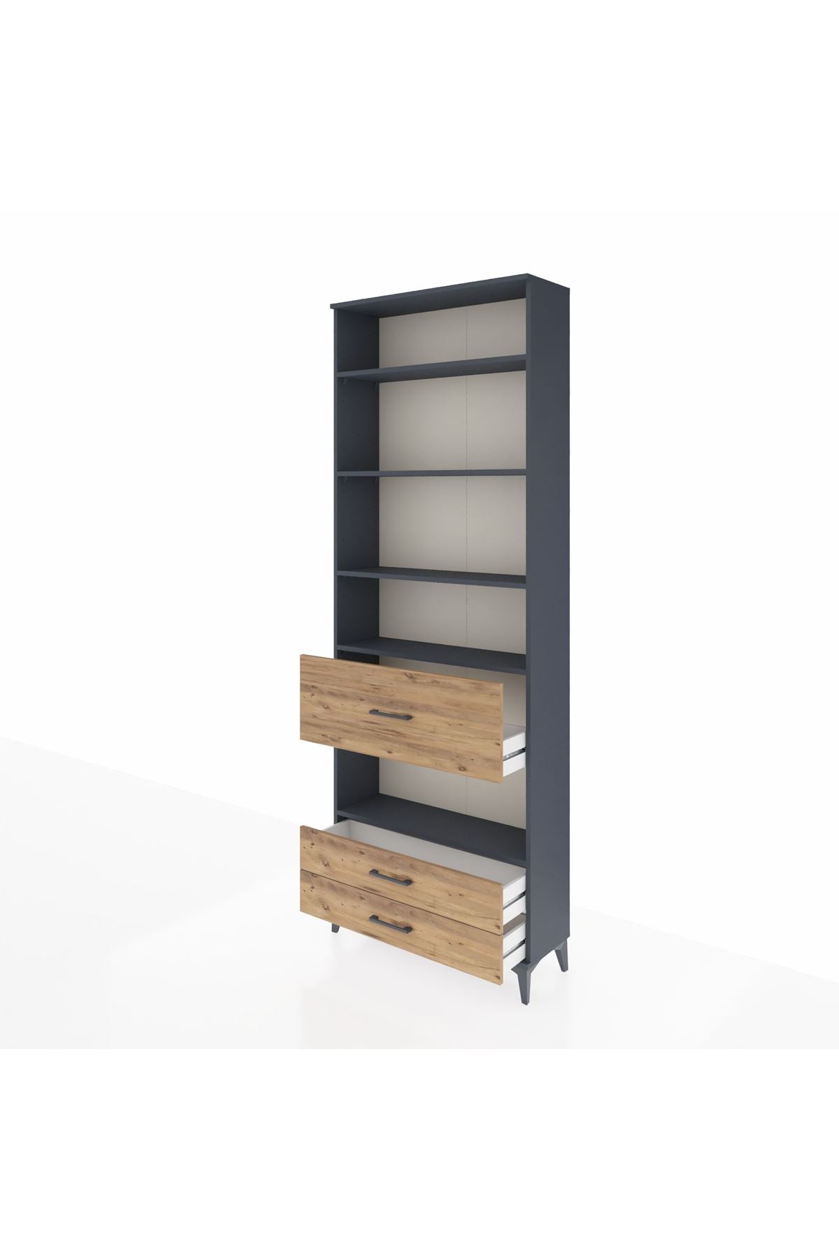 Arges Dolap 5 Raflı 3 Çekmeceli 88x30x243 Antrasit-Çam